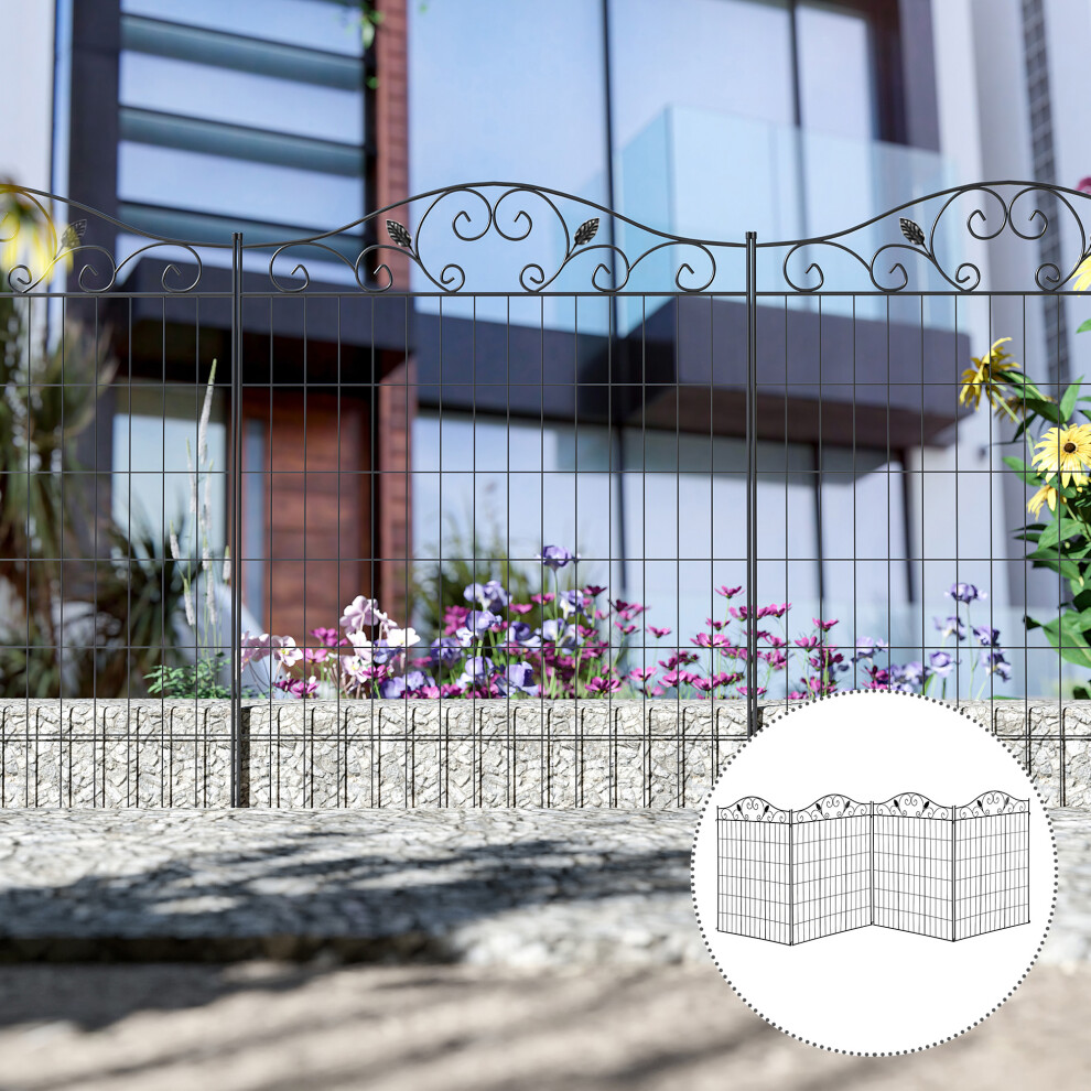 Outsunny Garden Decorative Fence 4 Panels 44In X 12Ft Steel Wire Border Edging