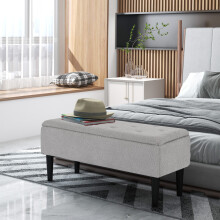 HOMCOM 15" Ottoman Storage Box with Wooden Legs and 57L Storage Capacity, Grey