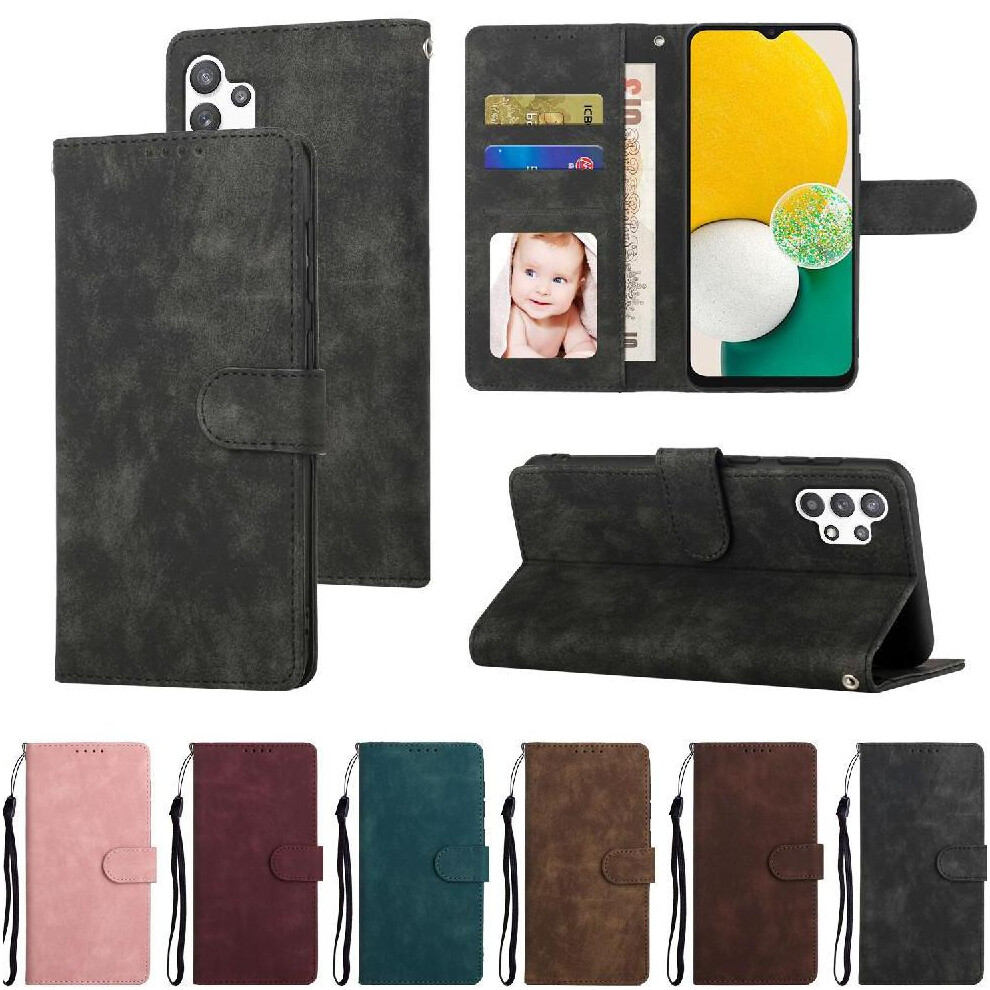 (Black) Flip Case For Samsung Galaxy A32 5G Wallet Premium Flip Shockproof Black 764549414871