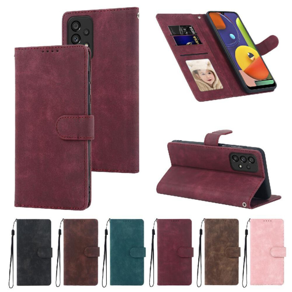 (Red) Flip Case For Samsung Galaxy M23 5G Premium Shockproof Flip Wallet Red 764549415076