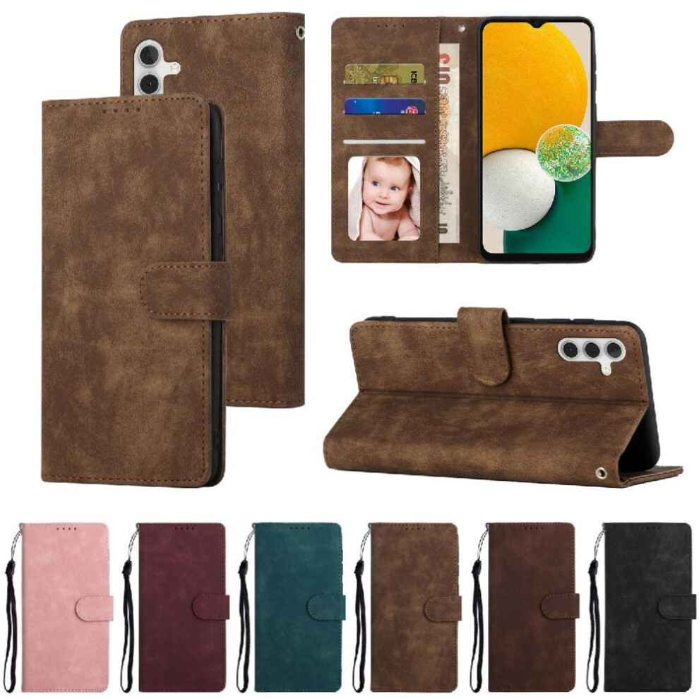 (Brown) Flip Case For Samsung Galaxy A13 5G Premium Shockproof Flip Wallet Brown 764549415588