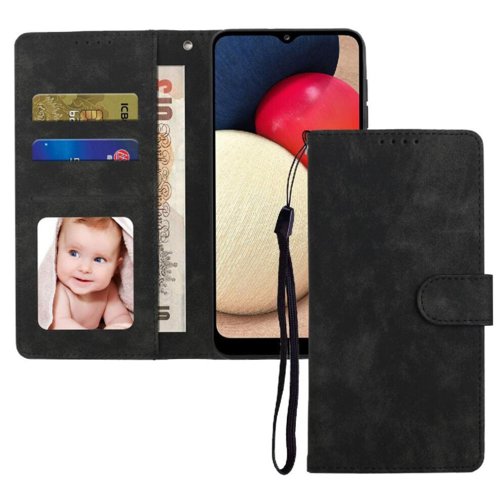 (Black) Flip Case For Samsung Galaxy A03s Premium Shockproof Wallet Flip Black 764549415717