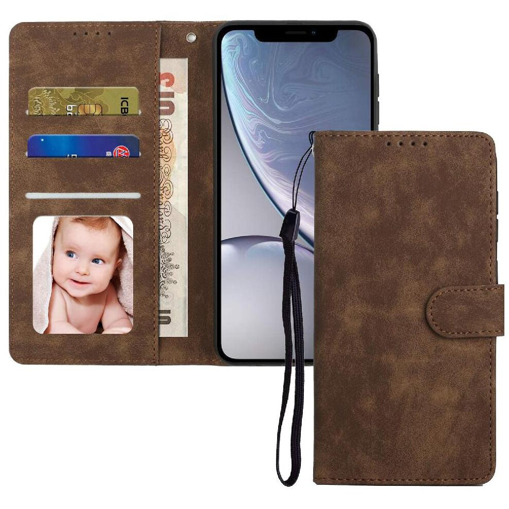 (Brown) Flip Case For Iphone Xr Wallet Shockproof Flip Premium Brown 764549415823