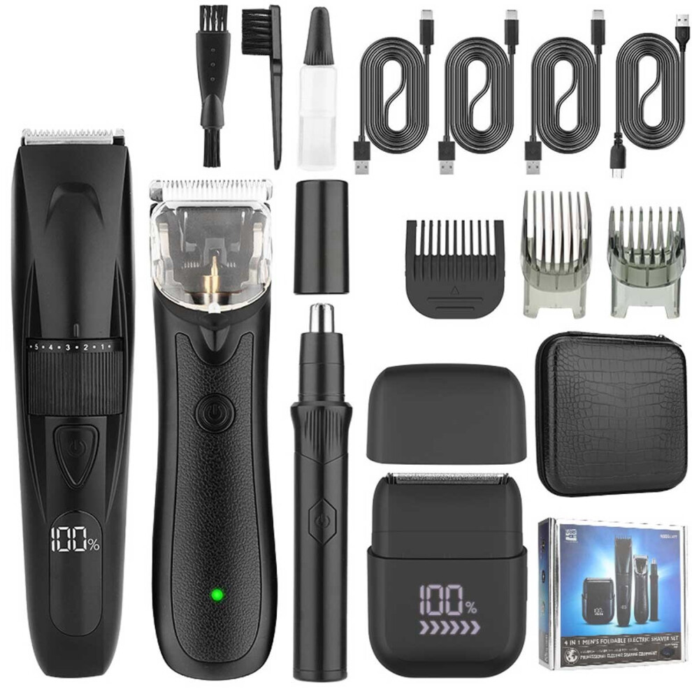 Rasoir électrique professionnel 4 en 1 pour hommes, tondeuse à barbe, visage, nez et oreilles, tondeuse à cheveux résistante à l'eau