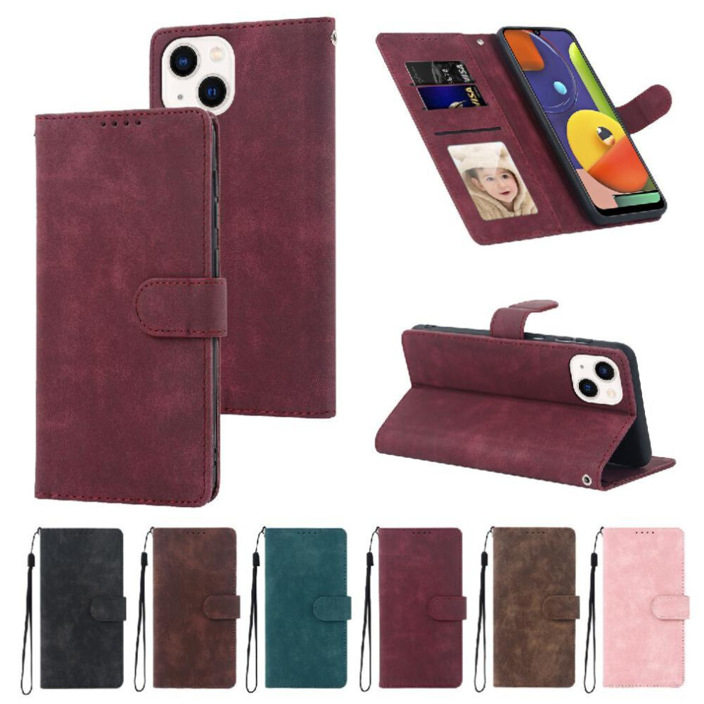 (Red) Flip Case For Iphone 14 Shockproof Wallet Premium Flip Red 764549416394