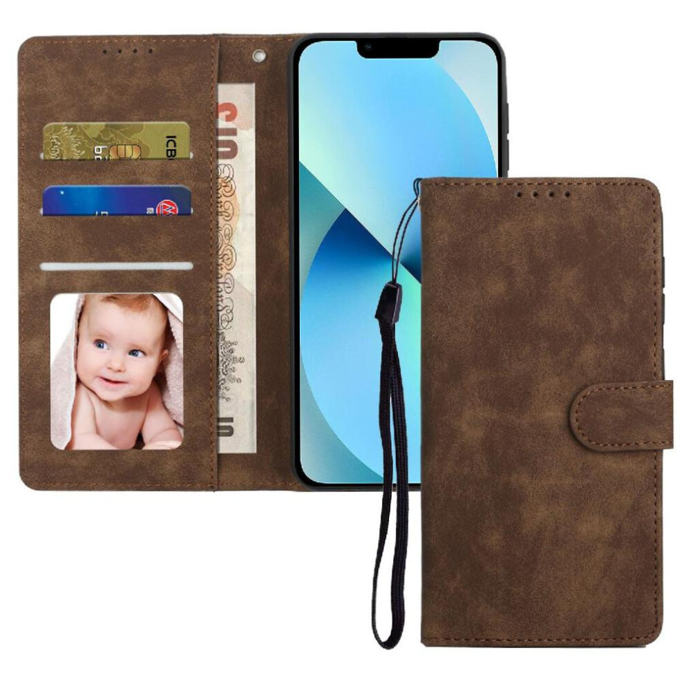 (Brown) Flip Case For Iphone 13 Mini Flip Shockproof Premium Wallet Brown 764549416608
