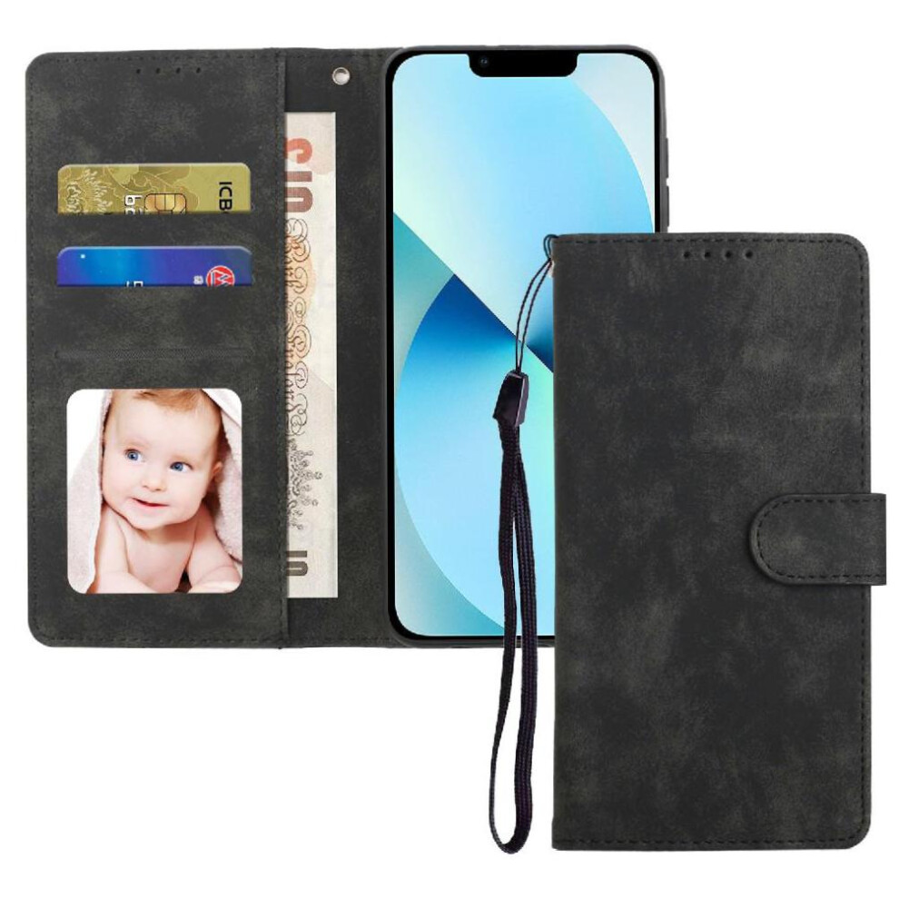 (Black) Flip Case For Iphone 13 Flip Wallet Shockproof Premium Black 764549416615
