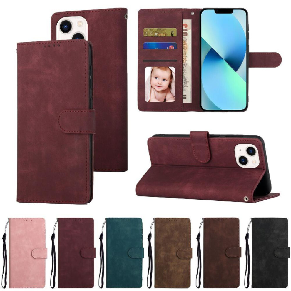 (Red) Flip Case For Iphone 13 Flip Wallet Shockproof Premium Red 764549416639