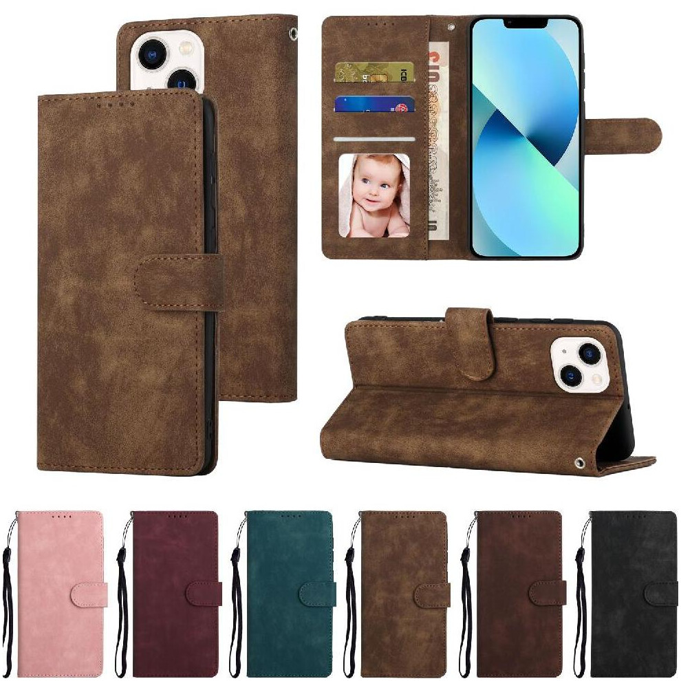 (Brown) Flip Case For Iphone 13 Flip Wallet Shockproof Premium Brown 764549416660