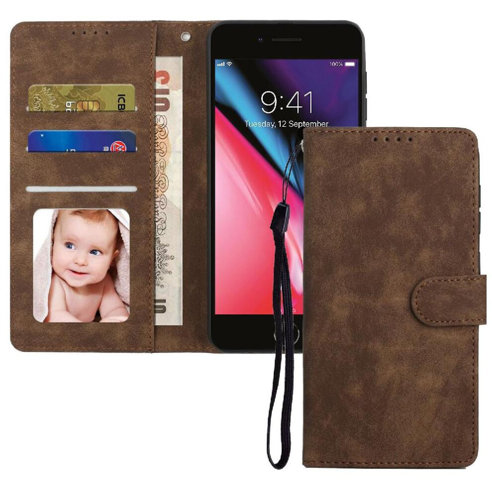 (Brown) Flip Case For Iphone Se 2020/2022 Shockproof Wallet Premium Flip Brown 764549417261
