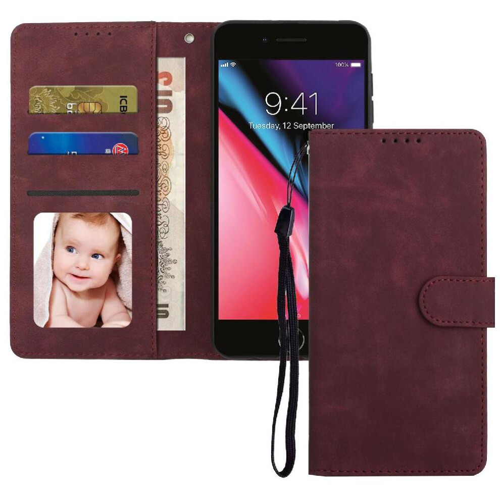 (Red) Flip Case For Iphone 7/8 Shockproof Flip Premium Wallet Red 764549417292