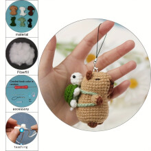 (Capybara Material Pack) Amigurumi Capybara and Turtle Knitting DIY Craft Kit - Handmade Crochet Animal Creation Set for All Seasons