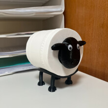 (Black) Adorable Sheep-Shaped Toilet Paper Holder - Durable Plastic, Toilet Paper Holder Wall Mount