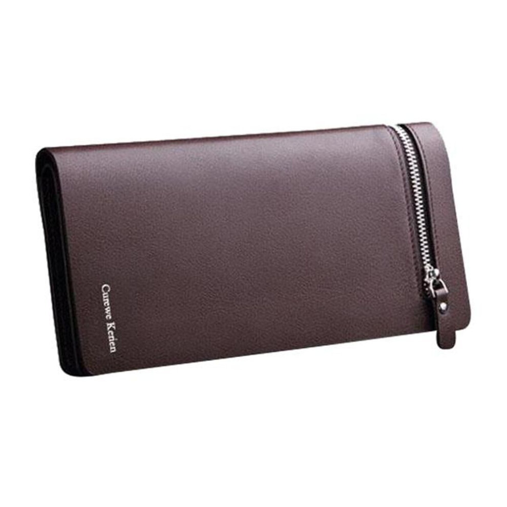(coffee) Men&apos;s Leather Wallet Luxury Business Bifold With Zipper Coin Pocket Card Holder Multifunctional Purse For Man Clutch Bag