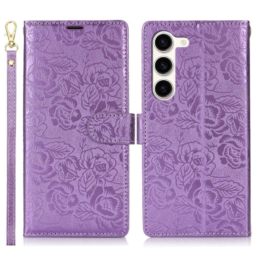 (Purple) Flip Case For Samsung Galaxy S23 Plus Soft Tpu Magnetic Closure Wallet Wrist Lanyard Purple 764549421244