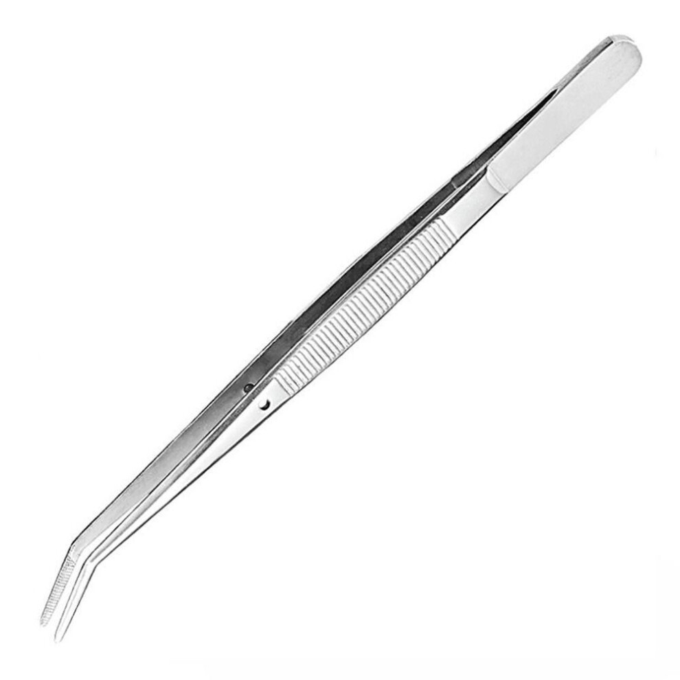 1pc Silver 6.1" Precision Tweezer Stainless Steel Repairing Tool Curved College Tweezers  Lab Craft