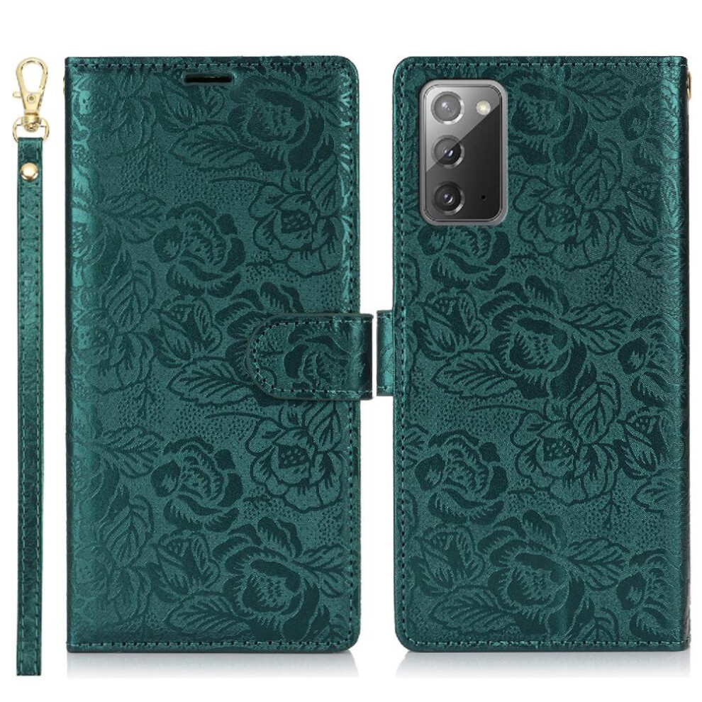 (Green) Flip Case For Samsung Galaxy Note 20 Wrist Lanyard Wallet Magnetic Closure Soft Tpu Green 764549422227