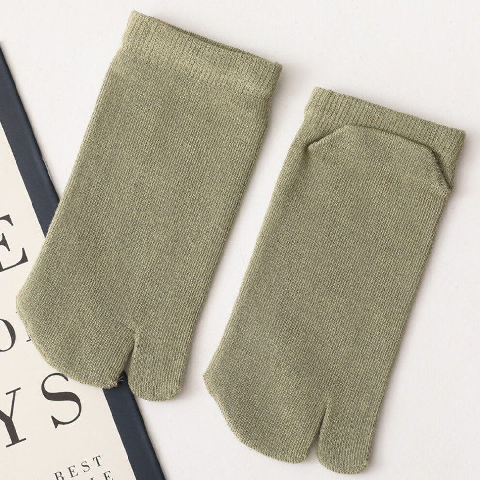(green) Practical Women Cotton Men Unisex Japanese Hosiery Split Tabi Socks Flip Flop Two Toe Socks