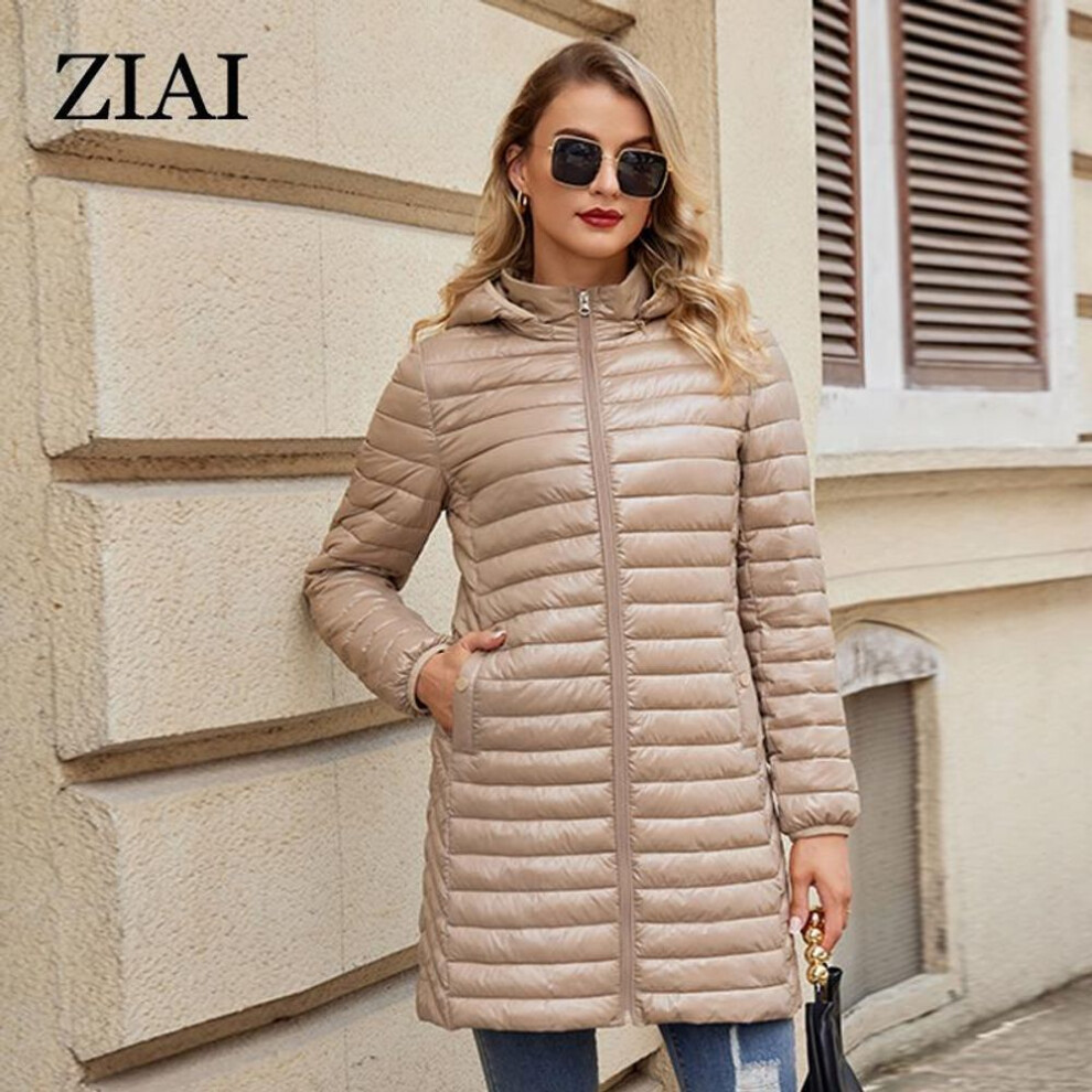 (camel, XL) Ziai Autumn Winter Women&apos;s Jacket Warm Hooded Padded Puffer Coat Ultra Light Down Jacket Women Quilted Parka Slim Outerwear Zr-9002