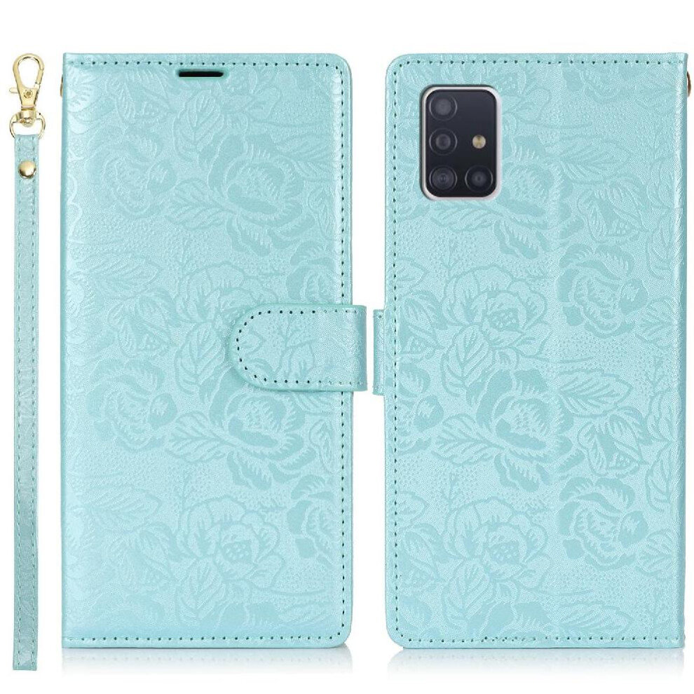 (Blue) Flip Case For Samsung Galaxy A51 5G Magnetic Closure Wallet Soft Tpu Wrist Lanyard Blue 764549422869