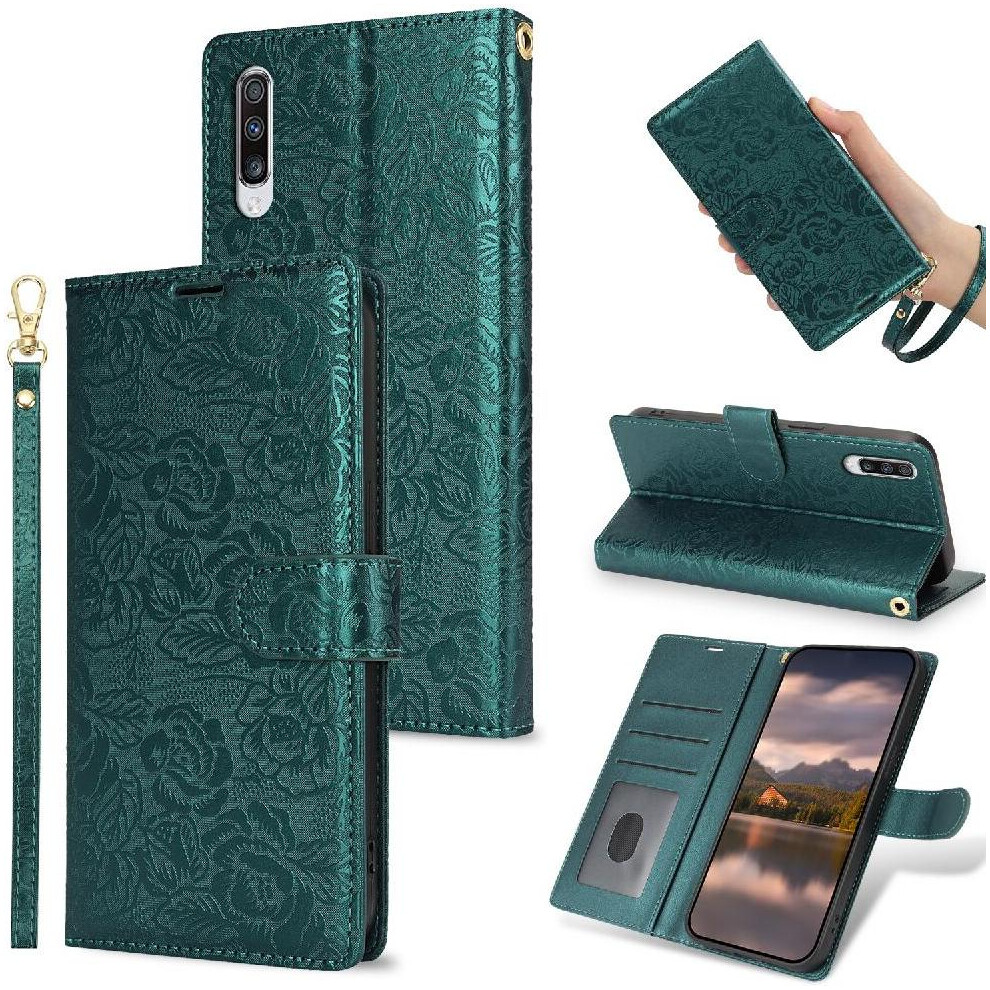 (Green) Flip Case For Samsung Galaxy A30s/A50s Magnetic Closure Wallet Wrist Lanyard Soft Tpu Green 764549422920