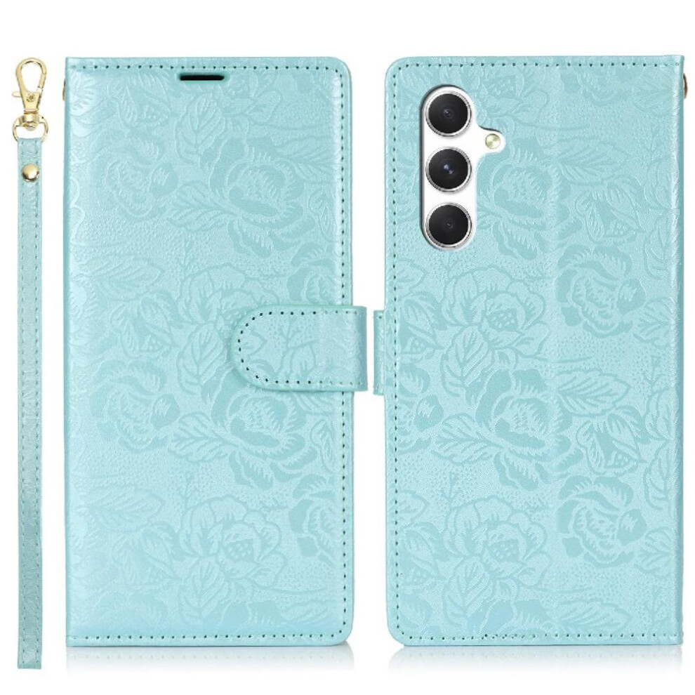 (Blue) Flip Case For Samsung Galaxy A34 5G Wallet Wrist Lanyard Magnetic Closure Soft Tpu Blue 764549423163