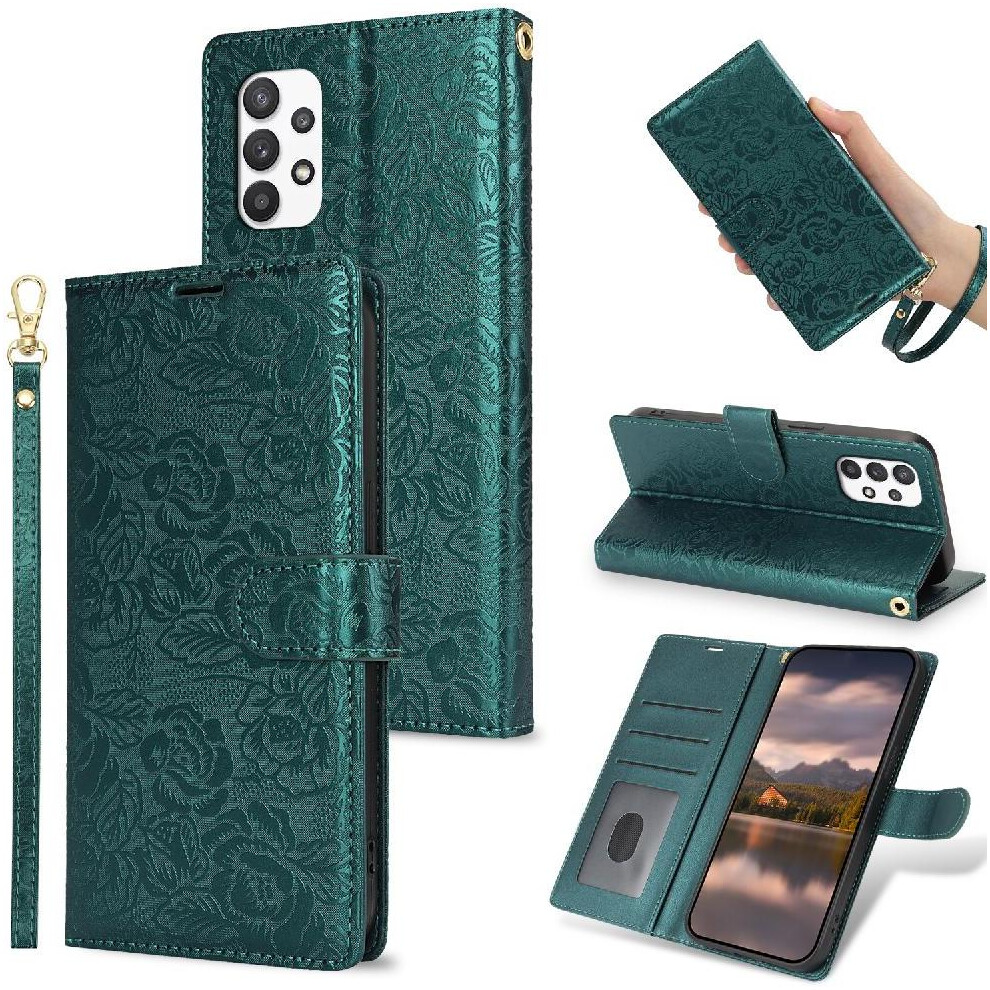 (Green) Flip Case For Samsung Galaxy A13 4G/5G Soft Tpu Magnetic Closure Wrist Lanyard Wallet Green 764549423774