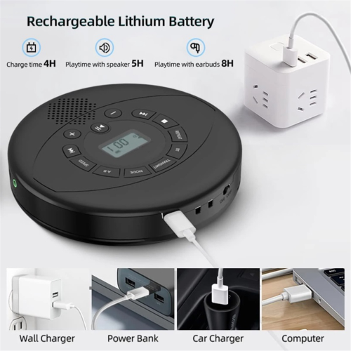 Φορητό CD Player Ενσωματωμένο ηχείο Bluetooth Επαναφορτιζόμενο με θύρα USB/AUX/ακουστικών 2