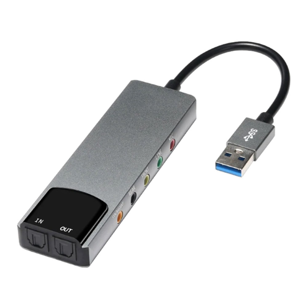 6-In-1 Computer Sound Card 5.1 Usb External Multi-Function Audio Converter For Notebook Aluminum 4851044695266