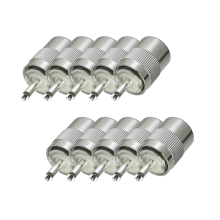 10 Pcs Connector PL259 UHF Male Plug Solder for RG58 RG142 LMR195 RG400 Cable Brass