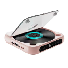 Portable CD Player Bluetooth Speaker,LED Screen, Stereo Player, Wall Mountable Music with FM Radio-Pink