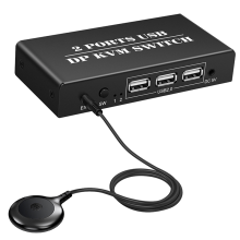 DP KVM Switch 2 portas 8K@30Hz Displayport1.2 em 1 sa?da com 3 USB2.0 para PC Laptop Compartilhar teclado Mouse