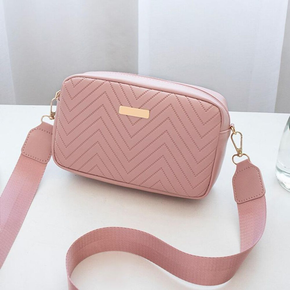 (pink) Elegant Quilted Crossbody Bag, Fashion Zipper Shoulder Bag, Lightweight Simple Small Square Purse
