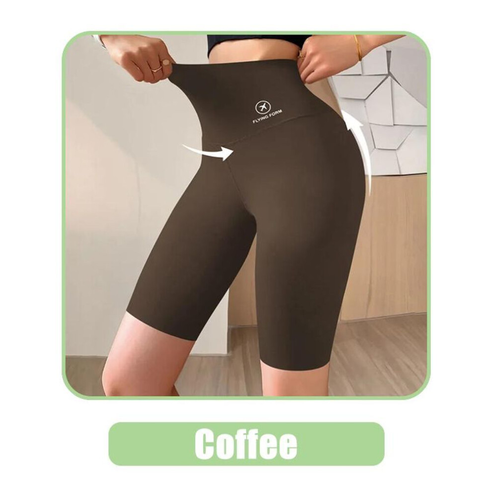 (coffee, M) Women Shorts Sports Shorts For Women Cycling Jogging Fitness High Waist Push Up Gym shorts Leggings Yoga Clothing