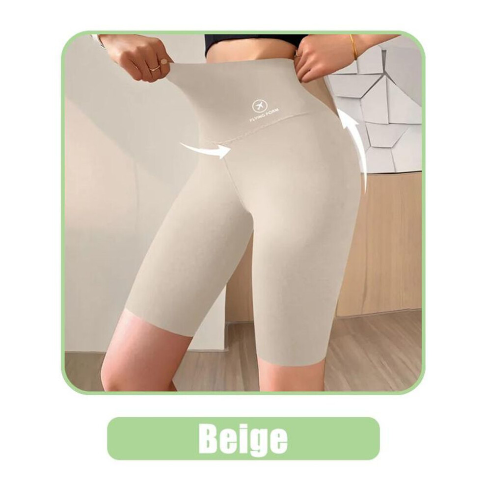 (beige, M) Women Shorts Sports Shorts For Women Cycling Jogging Fitness High Waist Push Up Gym Shorts Leggings Yoga Clothing