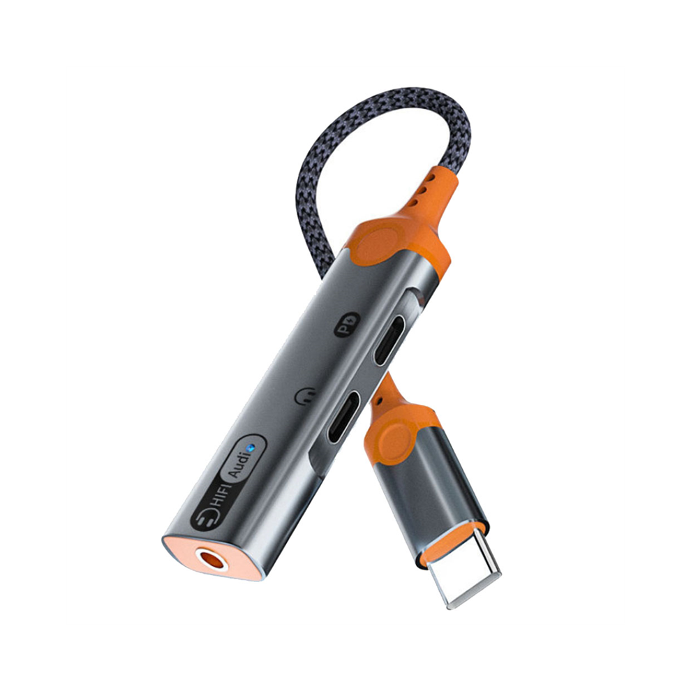 3 In 1 Headphone Jack Adapter Pd60w Fast Charging Splitter Type C To 3.5Mm Audio Dual Earphone Converter-A 4851044600932