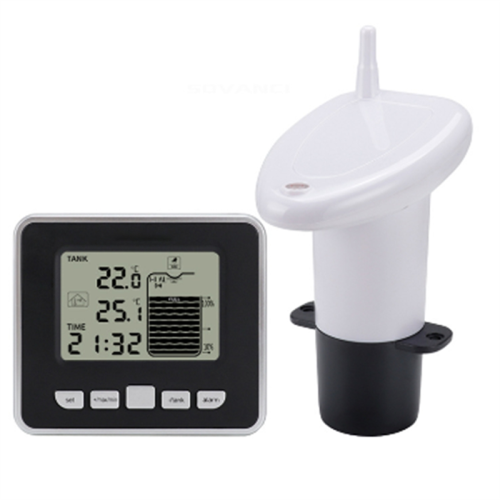 Wireless Ultrasonic Water Tank Liquid Level Meter with Temperature Sensor Time Display Low Battery Indicator 1