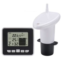 Draadloze ultrasone watertankvloeistofniveaumeter met temperatuursensor, tijdweergave en indicator voor lege batterij