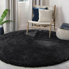 (Black, 120x120 cm) Extra Large Soft Thick Pile Shaggy Rugs Living Room Rug
