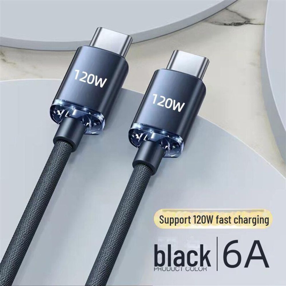 (black, 1 meter, Double-head Typec) 120W Fast Charging Dual Type-C Data Cable for Apple 15 & Huawei Laptops - Cross-Border Compatibility