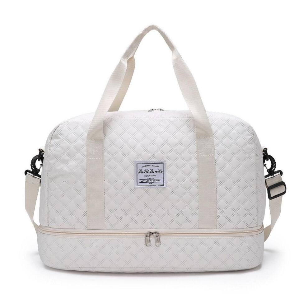 (white) Deluxe Large Capacity Duffel Bag - Multi-functional Shoulder and Crossbody Tote Bag with Wet and Dry Pockets,Dual Side Pockets for Travelling