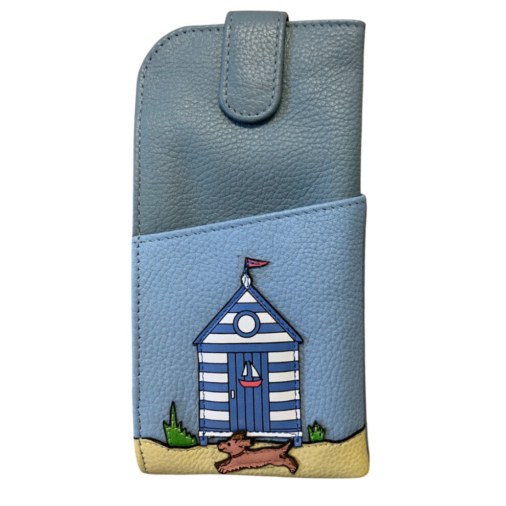 Mala Leather Women's Blue Sandbanks Wide Fitting Leather Glasses Case In - Image 4