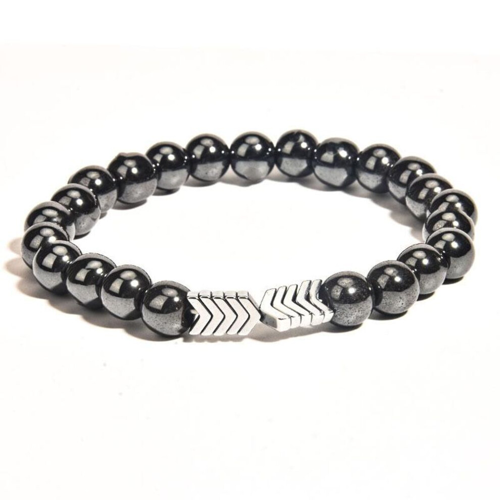 (silver) Fashion Magnetic Bracelet Hematite Stone Beaded Bracelet Healthcare Weight Loss Slimming Bracelets Women Men Jewelry