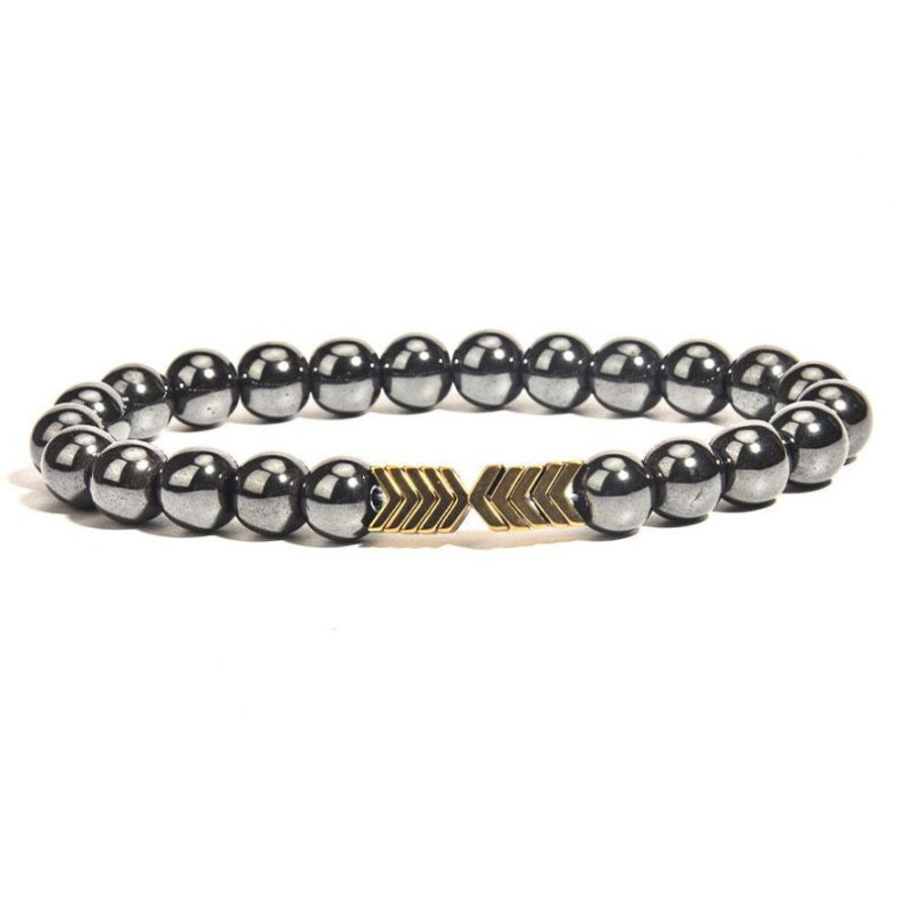 (gold) Fashion Magnetic Bracelet Hematite Stone Beaded Bracelet Healthcare Weight Loss Slimming Bracelets Women Men Jewelry