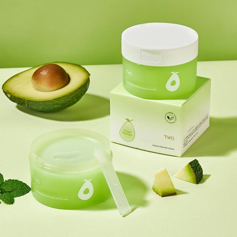 (Avocado) 100g Fruit Peach Grapefruit Avocado Makeup Remover Cream Deep Cleansing Makeup Remover Cream Face Eye Lip 4-in-1 Makeup Remover Oil