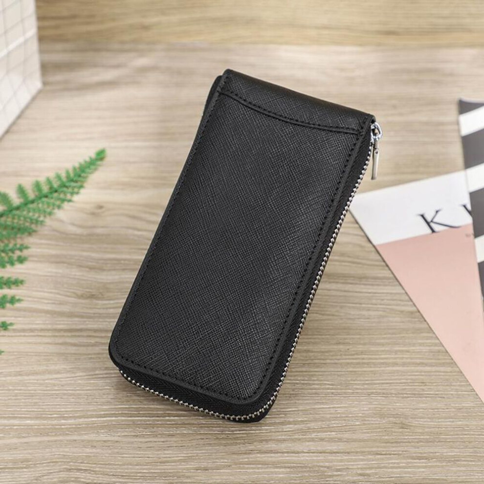 (black) Handmade Genuine Leather Watch Case For Women Single One Watch Storage Box Zipper Men Travel Watch Display Box Watch Pouch