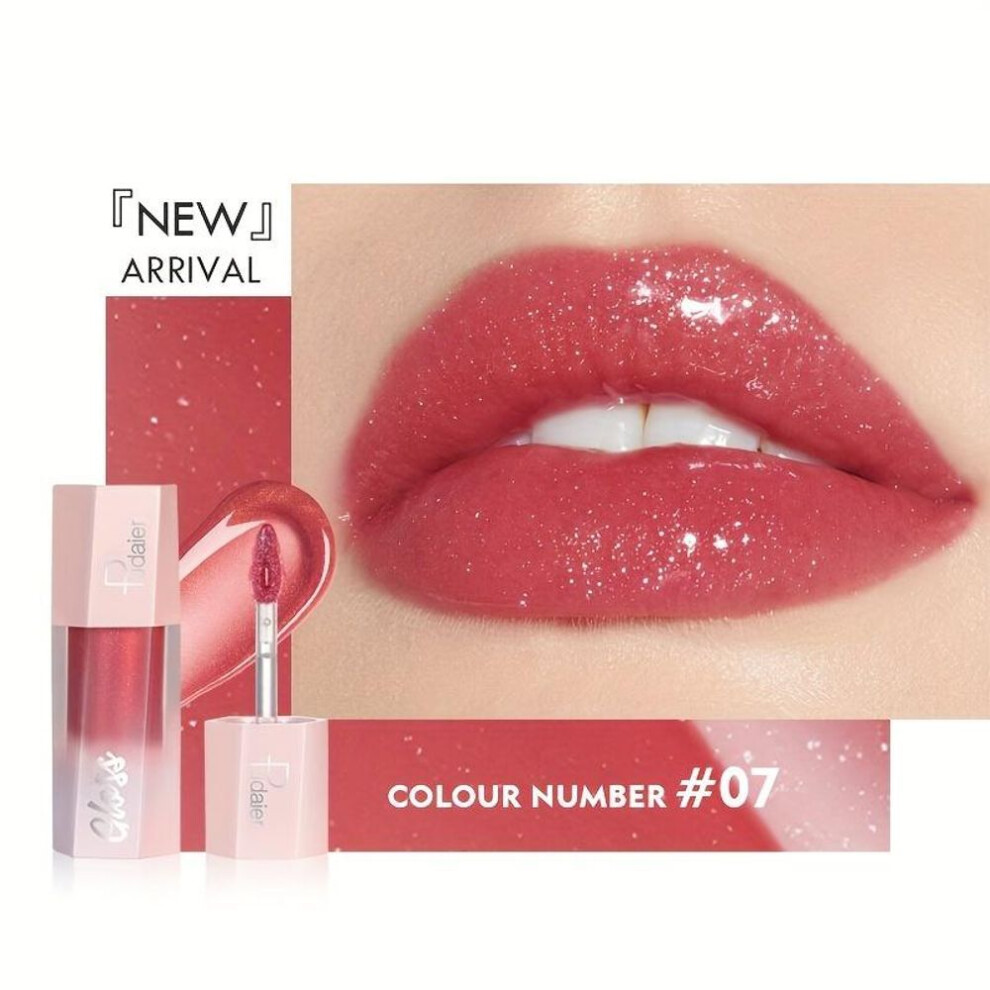 (7#) Glitter Liquid Lipstick Shiny Finish Smooth & Long-lasting Waterproof Lip Oil Gorgeous Lip Makeup Gift For Women - Multiple Shades