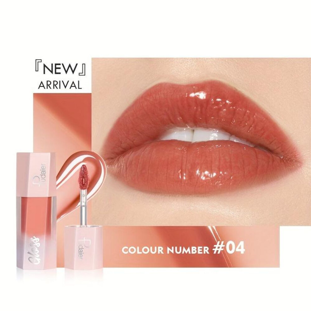 (4#) Glitter Liquid Lipstick Shiny Finish Smooth & Long-Lasting Waterproof Lip Oil Gorgeous Lip Makeup Gift For Women - Multiple Shades