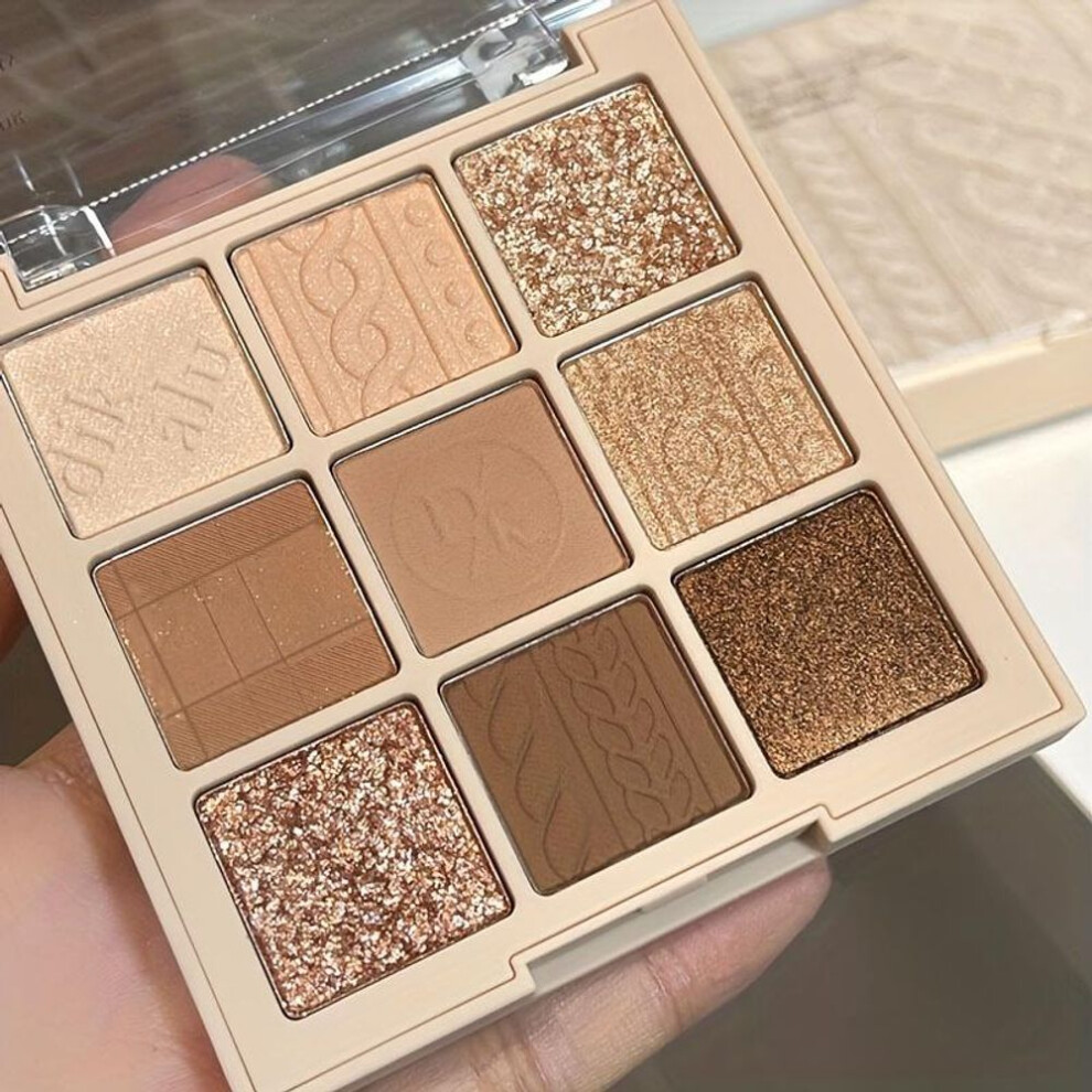 (1pc) 9-color Eyeshadow Palette Matte & Shimmer Shades Velvet Texture Earth Brown Tones Neutral Saturation Soft Glam Makeup Beauty Eye Shadow