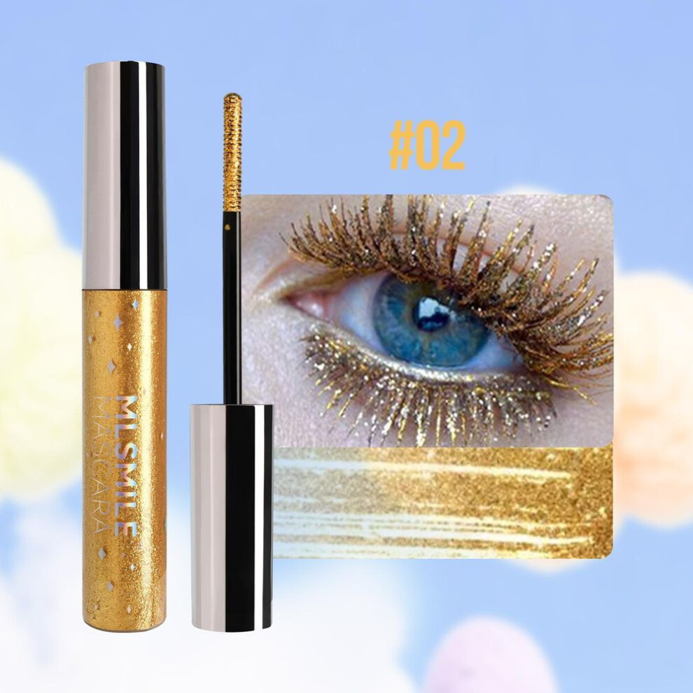 (2#) Glitter Mascara Long Curling Mascara Waterproof Volume Lengthening Smudge-proof Eyelashes Colorful Mascara Eye Makeup